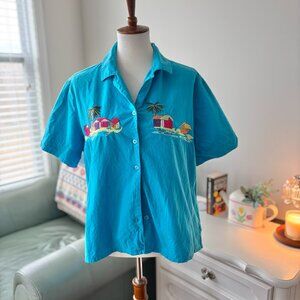 Vintage Beach Embroidery Top